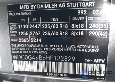 2017 Mercedes-Benz Glc 300 4Matic z USA, uszkodzony, nr VIN WDC0G4KB6HF132829